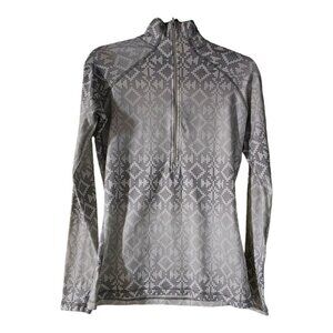 Nike Pro Jacket Pullover Women Large White 1/4 Zip Print Dri-Fit Athleisure